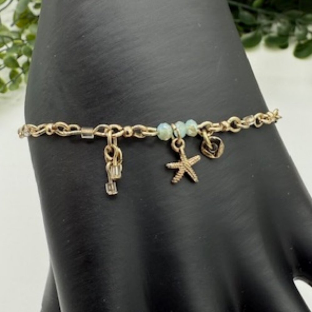 Tommy Bahama Gold Tone Delicate Starfish Charm Bracelet